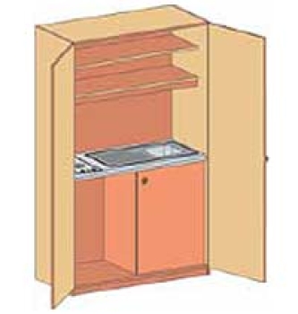 Schrankküche 2 Türen, Spüle, 2 Kochplatten