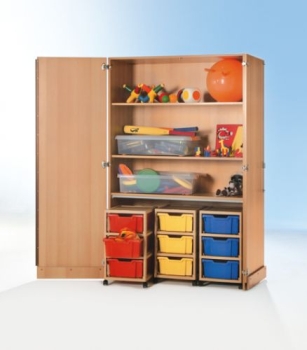 Garagenschrank mit 3 Schubladen- container bunt, 120x190x50 cm